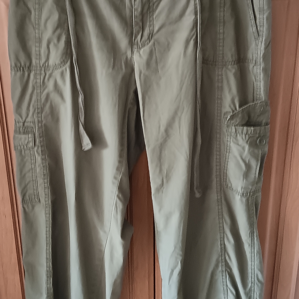 Liz Claiborne Sloane Women's Olive Cargo Pants With Multiple Pockets Size 12